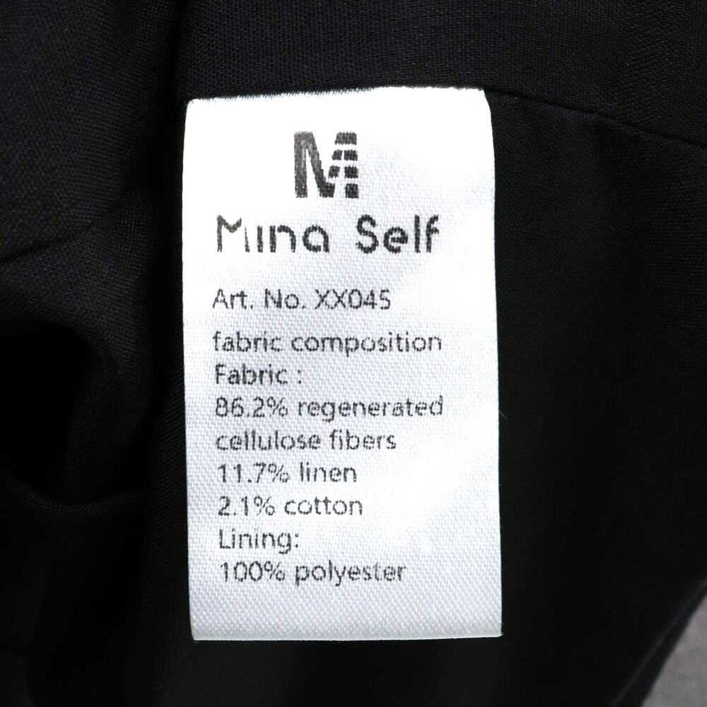 Mina Self Jacket Womens Large Black Linen Blend Lined Blazer 3/4 Sleeve Career - Picture 13 of 16